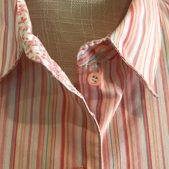 ALLISON DALEY Pink & Peach Striped Shirt - 16 - Picture 5 of 9